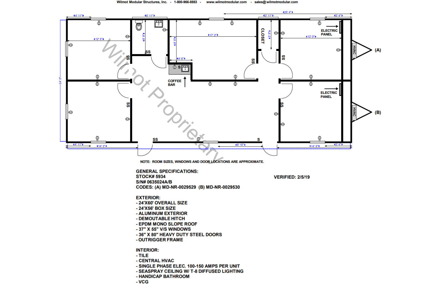 Modular Building Layout with Specs