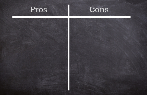 chalkboard of pros and cons