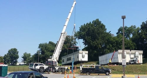 crane shot carry modular building