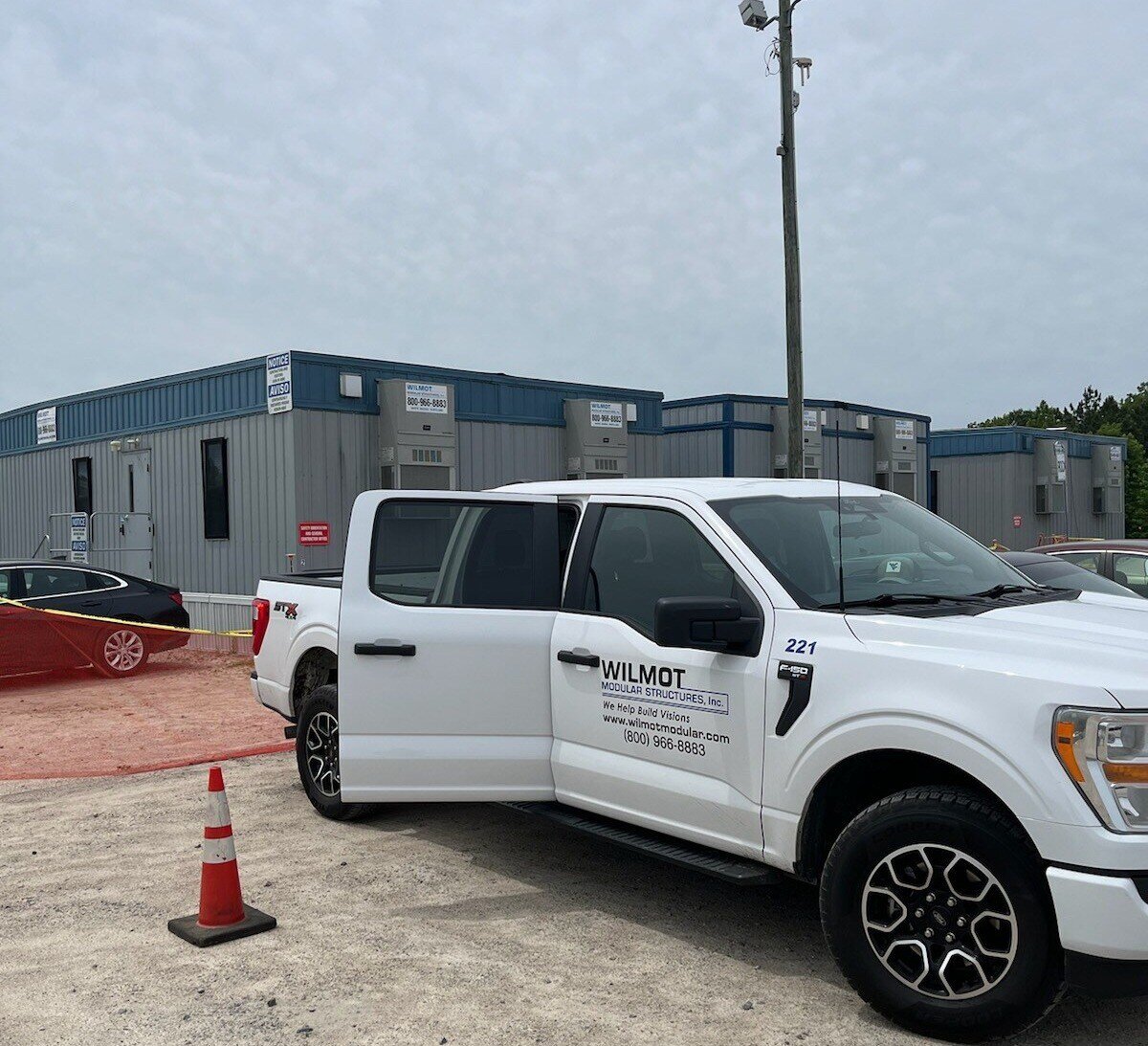 truck in front of modular building